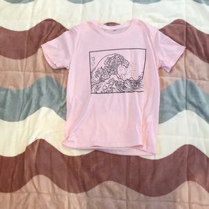 pink great wave t shirt
